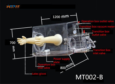 Anti-Uv Vacuum Glove Box Untuk Penelitian Pengujian Universal 700 * 450 * 500mm